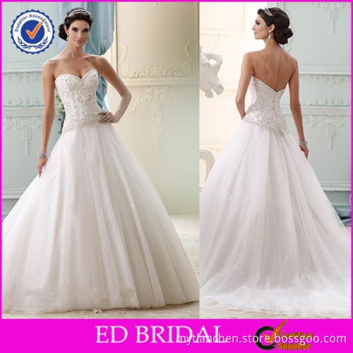 Sexy Sweetheart Neckline Low Back Wedding Dress Crystal Embroidery